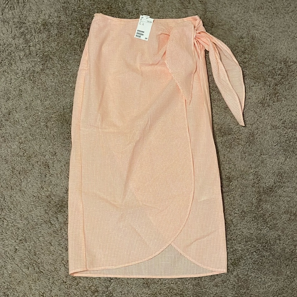 H&M Gingham Midi Wrap Skirt